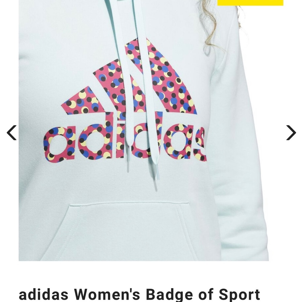 Adidas Baby Blue Mint Sweatshirt Pullover Polka Dot Hoodie Women’s Sz Large - Picture 2 of 10